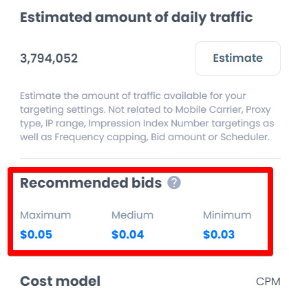 New feature: Recommended bids